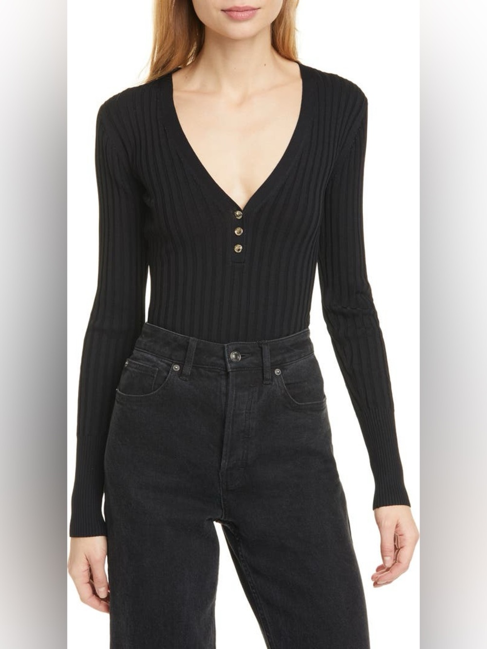 Nicholas Zia Ribbed Henley Sweater